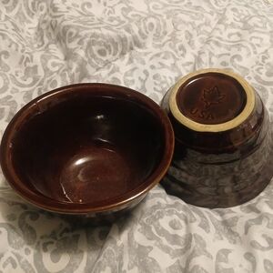 vintage brown stoneware bowls Set Of 2